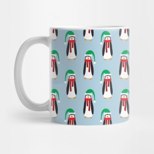 Light Blue Christmas Penguin Pattern Mug